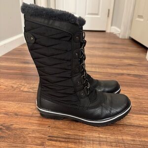 Women's JBU Chilly Water Resistant Winter Snow Duck Boot Black Lace Up Size 9